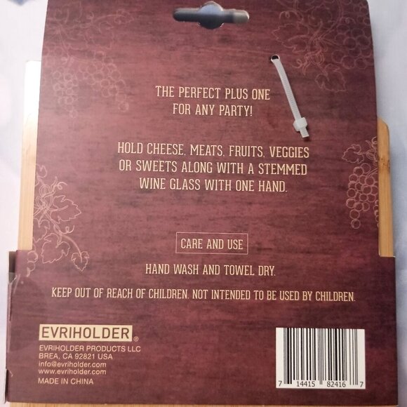 NEW Wine & Dine 7" x 6" Appetizer Platter with Wine Glass Holder – Pack of 2 - Picture 2 of 3